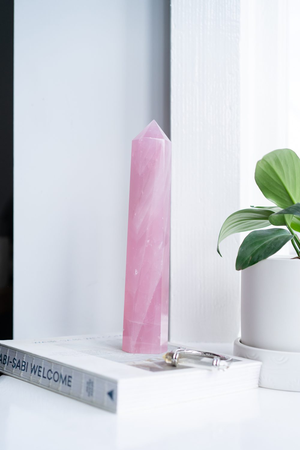 Large Gem Quality Rose Quartz Tower