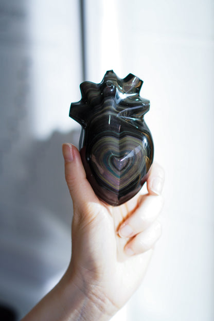 Rainbow Obsidian Anatomical Heart