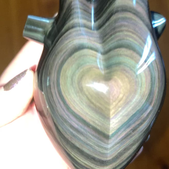 Rainbow Obsidian Anatomical Heart