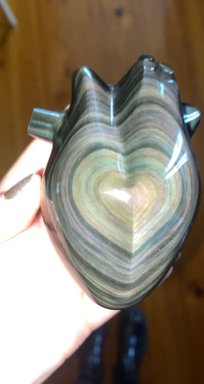 Rainbow Obsidian Anatomical Heart